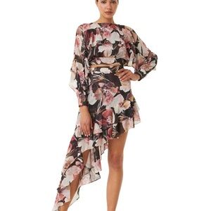 Misa Los Angeles Sky Floral Tropical Asymmetrical Skirt Medium NEW WITH TAGS